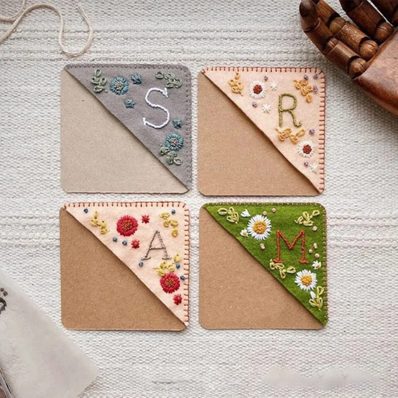 Hand geborduurde hoek bladwijzer