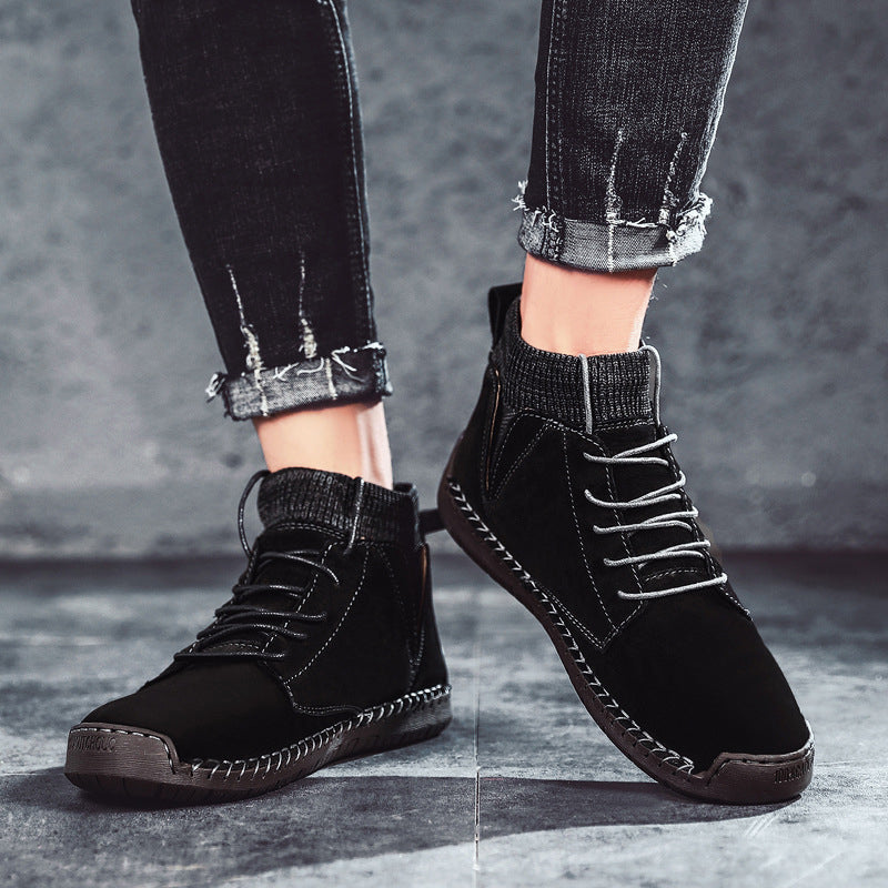 Handgestikte halfhoge heren schoenen