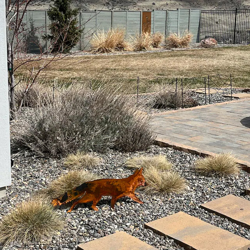 Rustieke metalen vos tuindecoratie