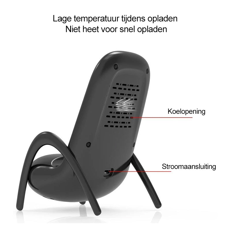 Draagbare mini-stoel draadloze oplader voor alle telefoons