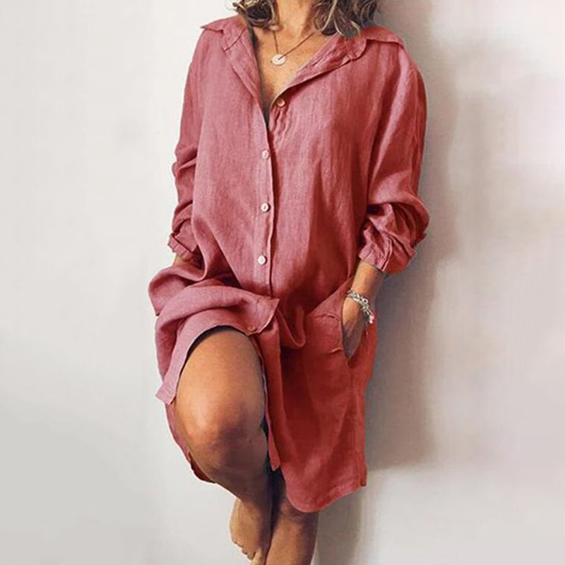 Casual overhemdjurk van puur katoen voor dames