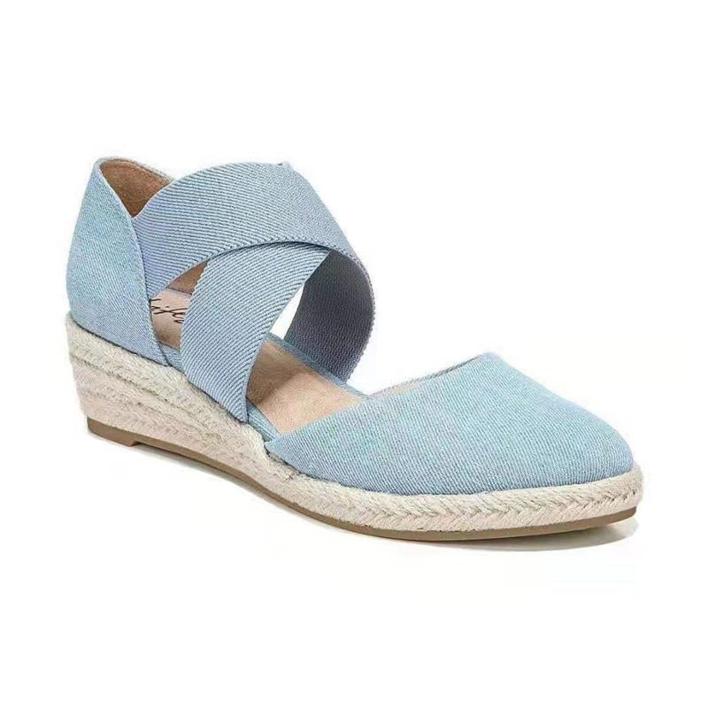 Sandalen met sleehak van hennep touw