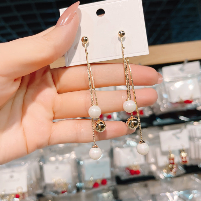 Zeemeer min kraal oorbellen met franjes