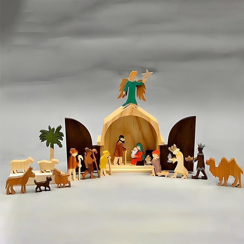 Het Kerst verhaal Unieke kerststal Houten kerststal