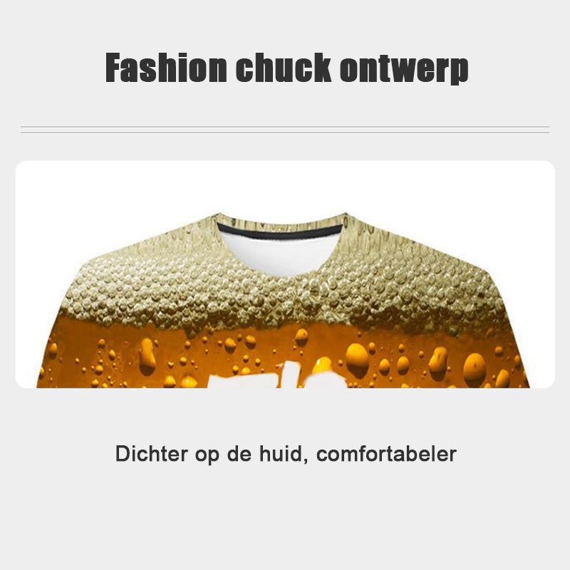 Mode 3D Print Beer Bubble T-shirt met korte mouwen