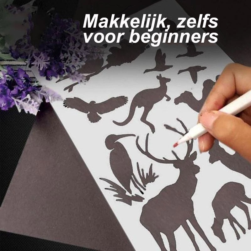 Sjablonen voor snel tekenen van stencilkunst (12 vellen / set)