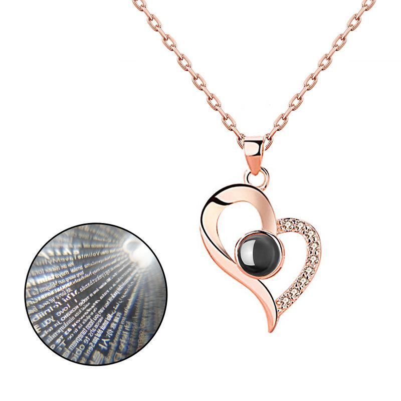 Hartketting met liefdesprojectie (I Love You in 100 talen)