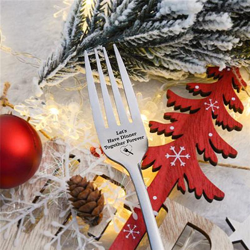 Gegraveerde vork geschenk