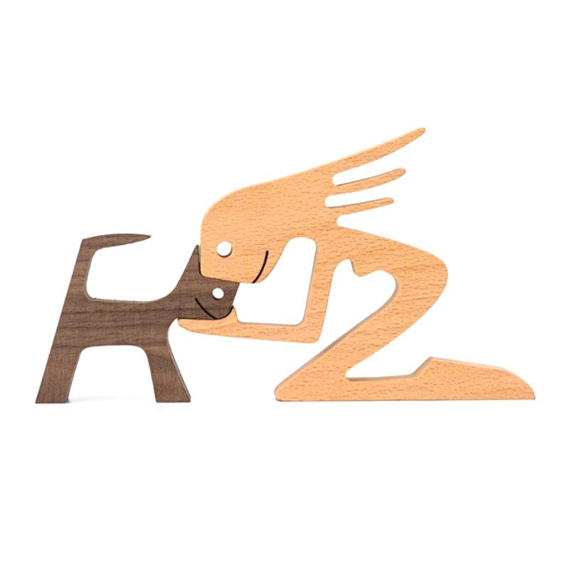 Dierenliefhebber - Tafelornamenten met houten sculptuur