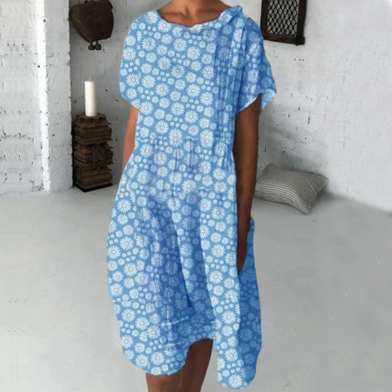 Midi-jurk met zonnebloemprint