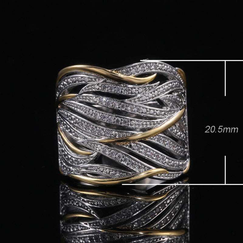 Zirkoon-gedraaide gelaagde tweekleurige ring