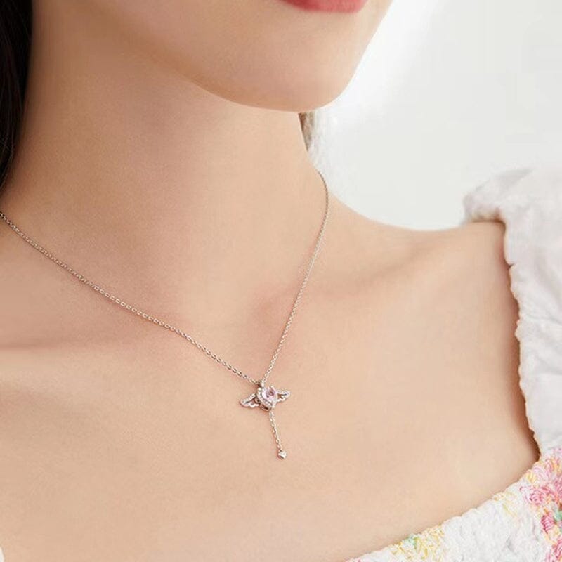 Roze engel vleugels ketting