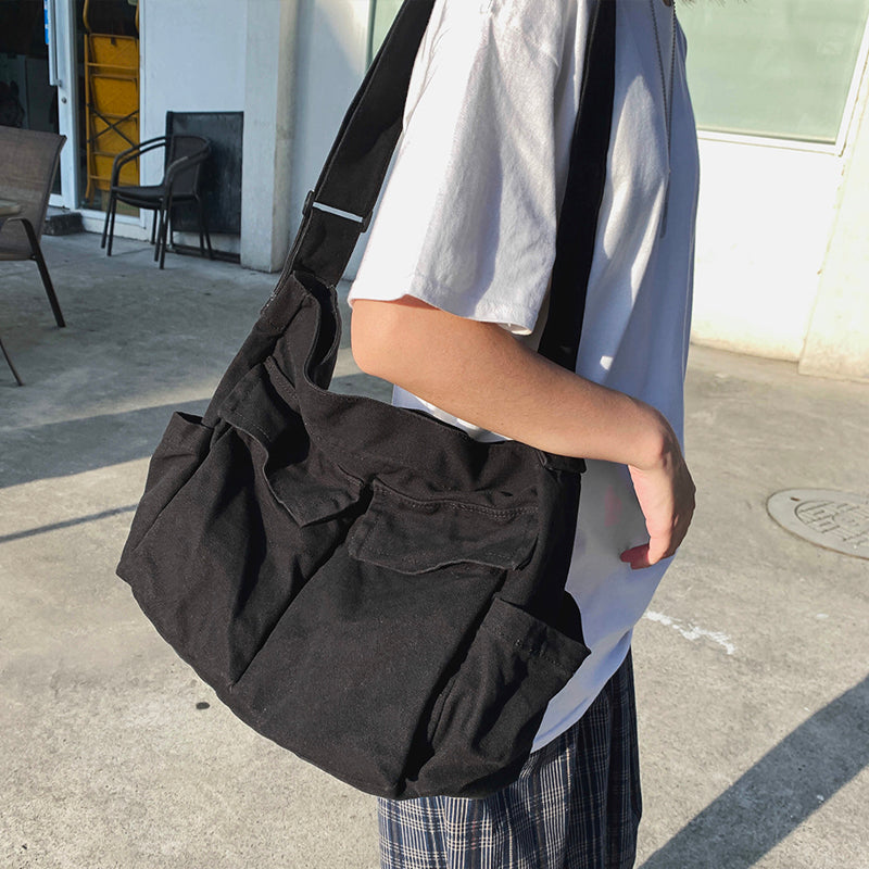 Canvas effen kleur messengertas