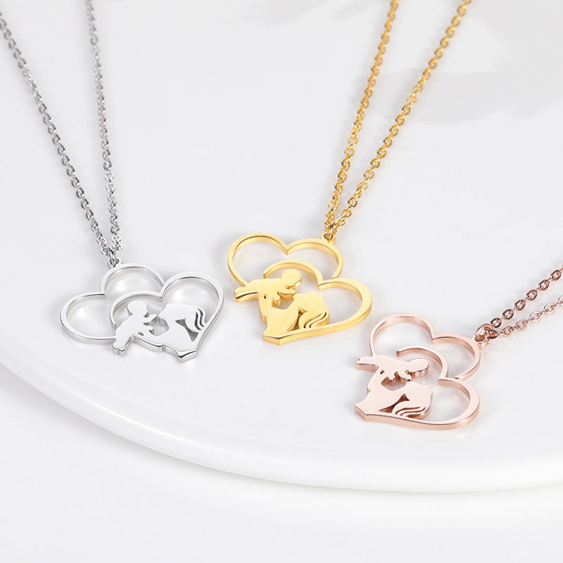 Moeder en baby hart ketting