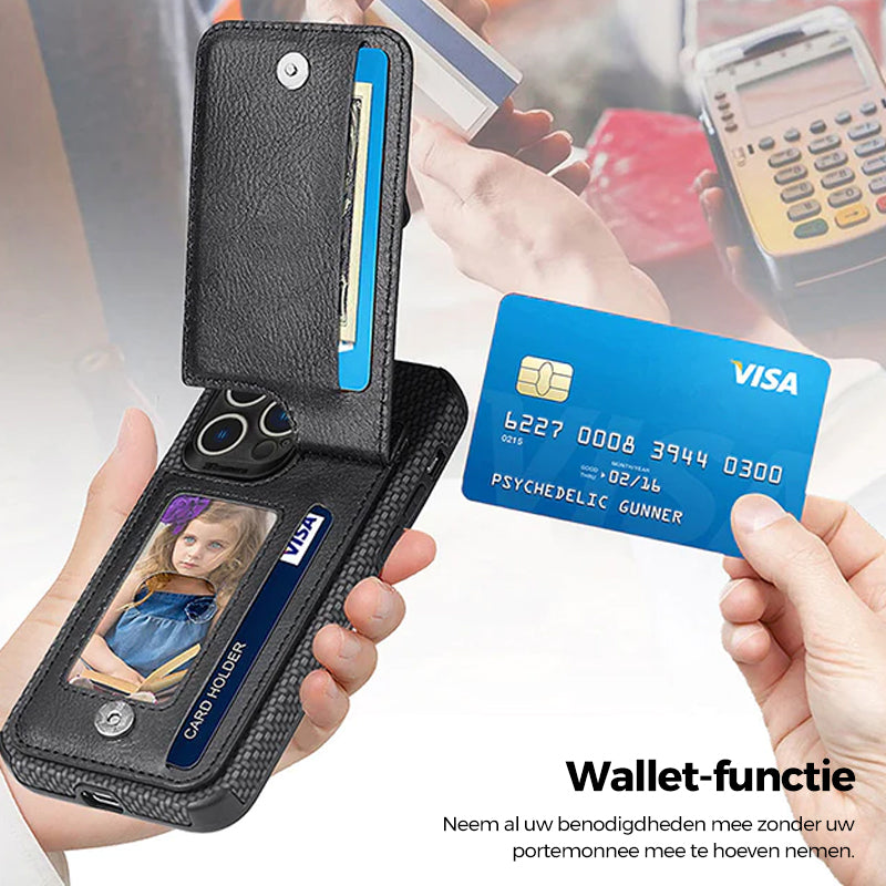 Magnetische portemonnee met ritssluiting en creditcard houder