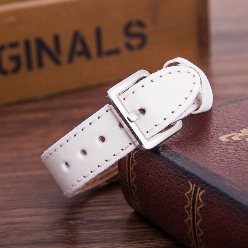 Vintage lederen quartz stenen dameshorloge