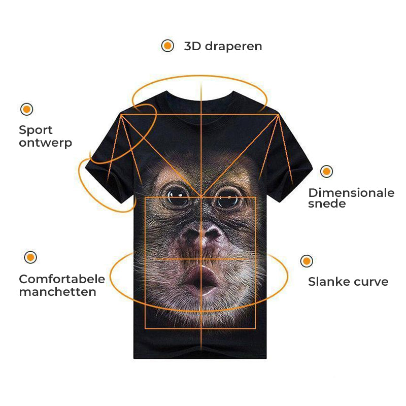 Grappig Gorilla 3D T-shirt