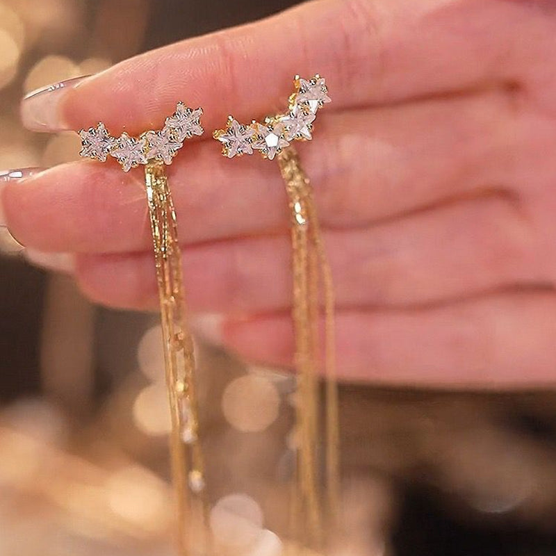 Zirkoon kwastje lange ketting oorbellen