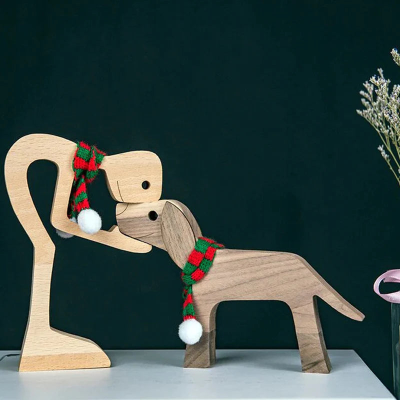 Dierenliefhebber - Tafelornamenten met houten sculptuur