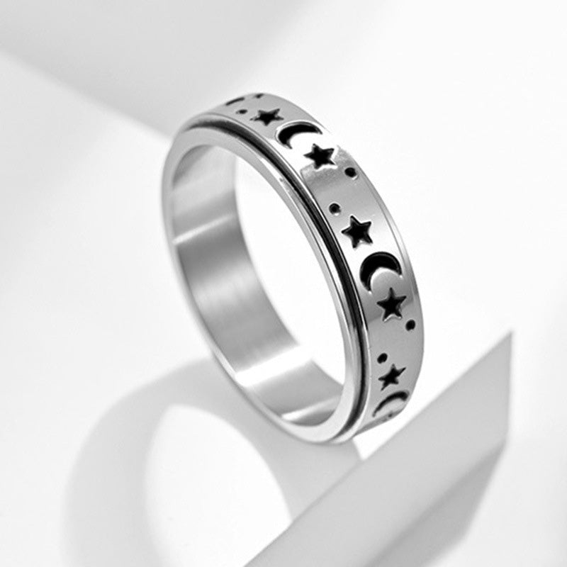 Retro Ster & Maan roterende ring