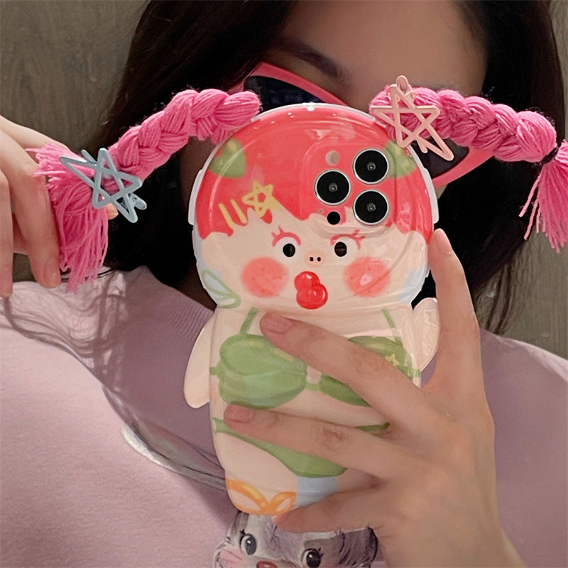 Grappige vlecht badpak telefoonhoesje