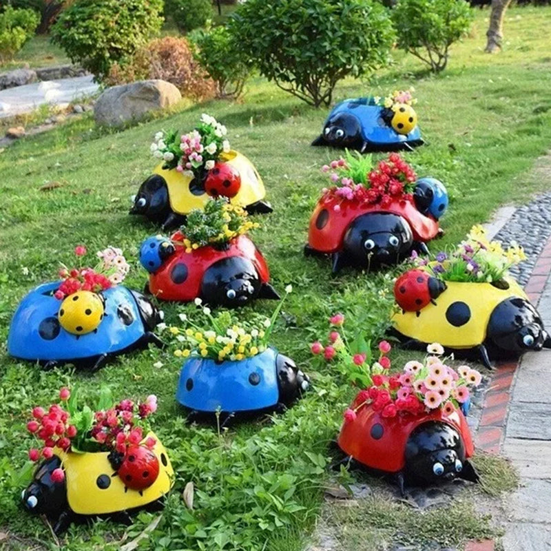 Metalen lieve heersbeestje bloempot