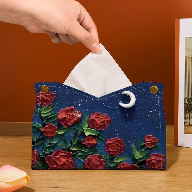 Weefseldoos met olieverf print