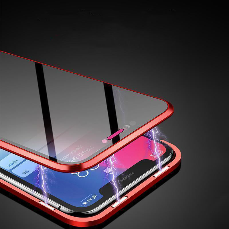 Anti-piep dubbelzijdig magnetisch iPhone-hoesje van gehard glas