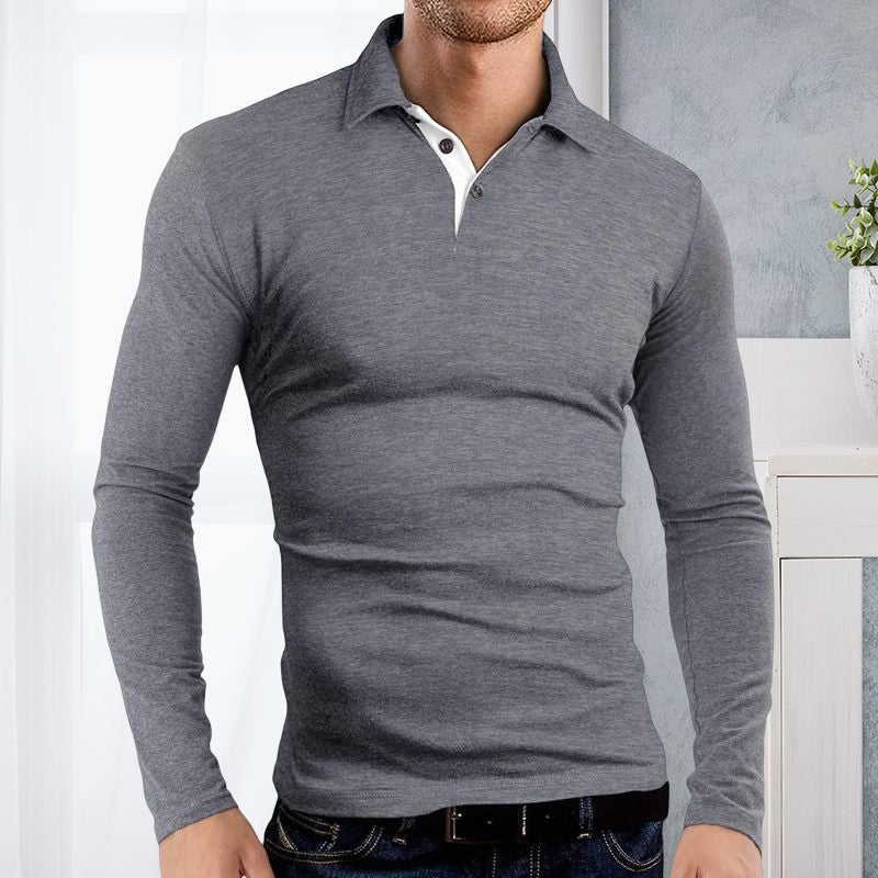 Poloshirt met lange mouwen en revers