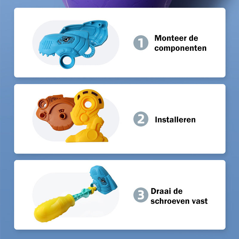 DIY in elkaar gezet dinosaurus speelgoed