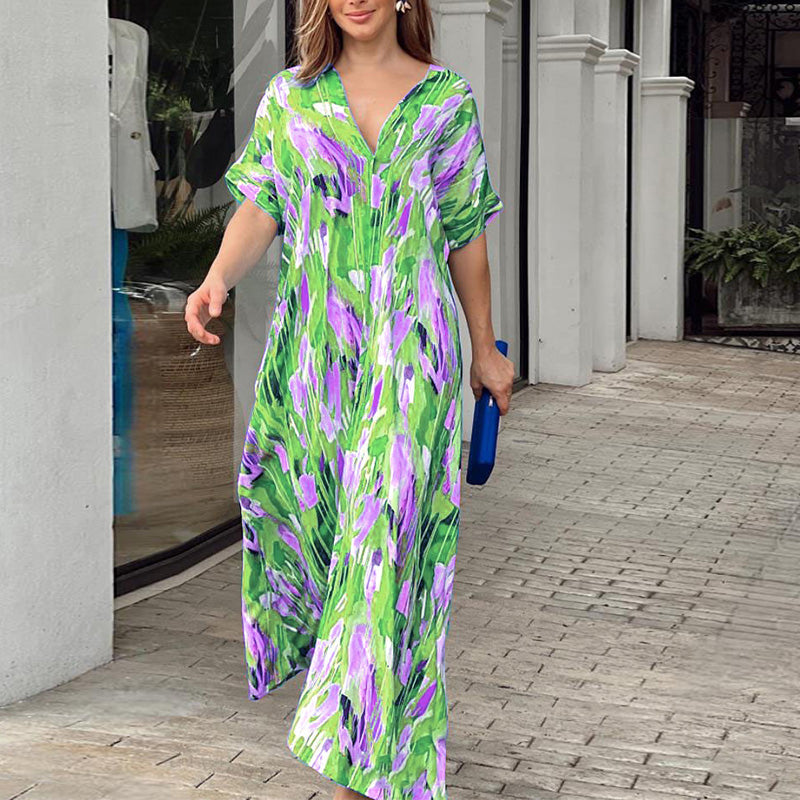 Vrijetijdsjurk met kleurblokkenprint