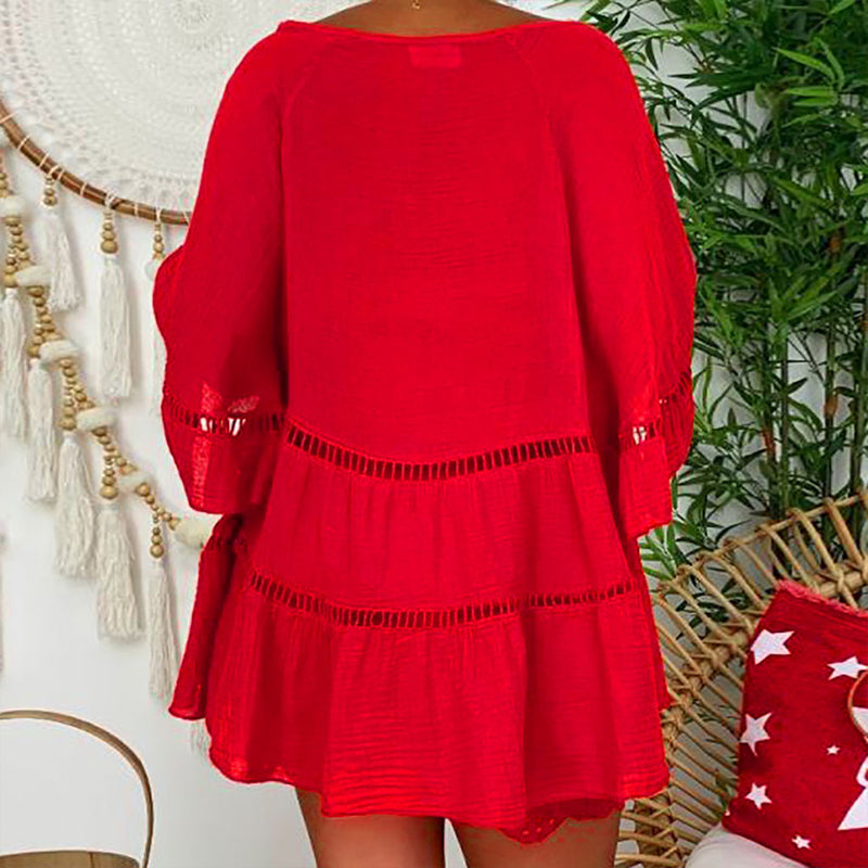 Top met uitgesneden 3/4 mouwen