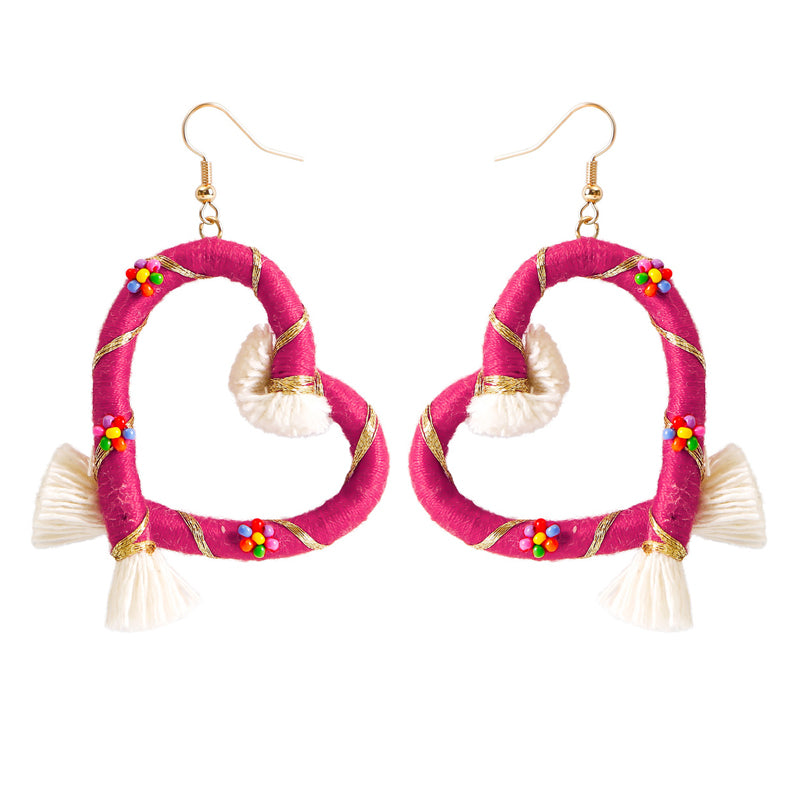 Hart met de hand geweven oorbellen