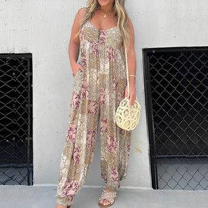 Bedrukte losse hemdjumpsuit