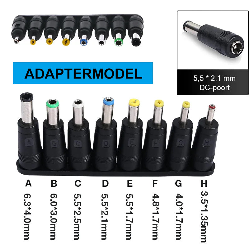 8-in-1 universele gelijkstroom adapter