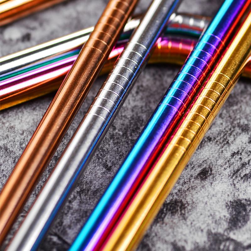 Veelkleurige herbruikbare roestvrijstalen rietjes