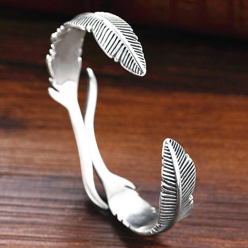 Zilveren veerarmband