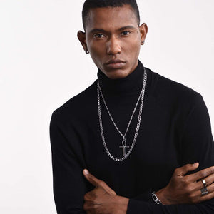 Stainless steel oude Egyptische kruis heren ketting