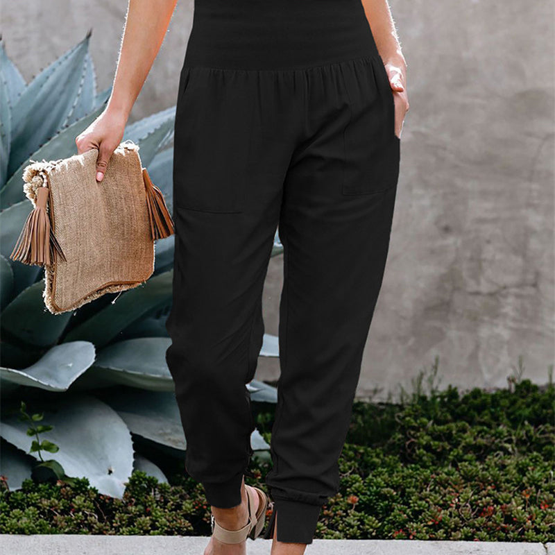 Joggingbroek met hoge taille en zakken