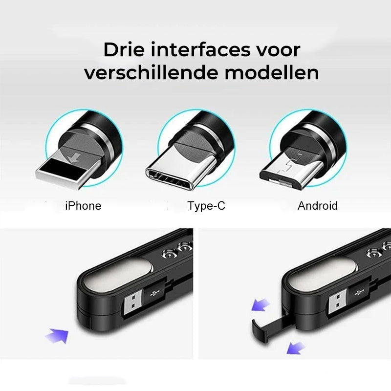 3-in-1 magnetische draagbare oplaadkabel