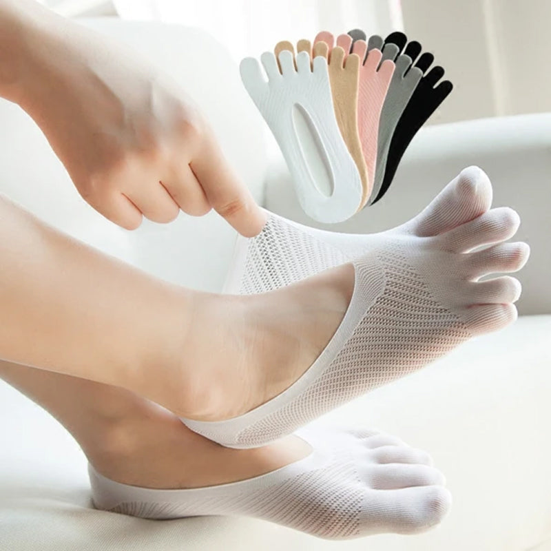 Teensokken voor dames, laag uitgesneden sokken met vijf vingers