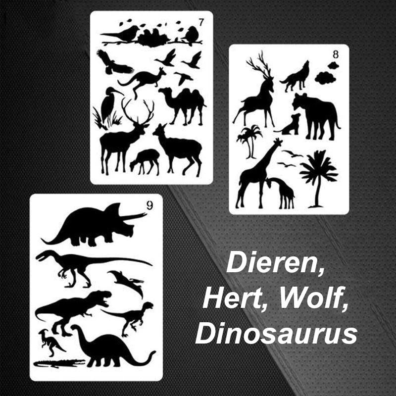 Sjablonen voor snel tekenen van stencilkunst (12 vellen / set)