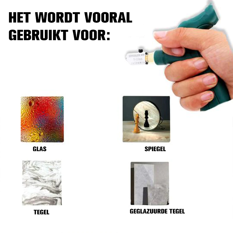 Gereedschap set voor het snijden van glazen tegels