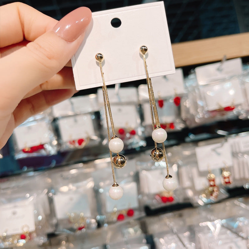 Zeemeer min kraal oorbellen met franjes