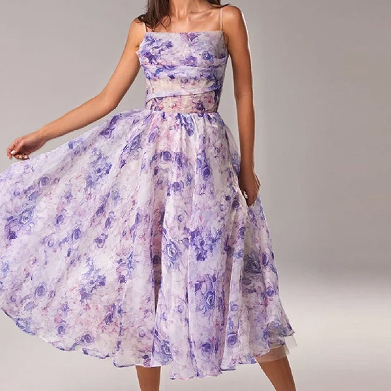 Mouwloze jurk zonder mouwen met print