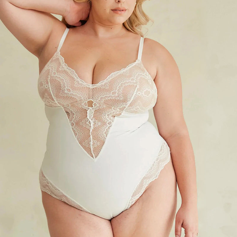 Sexy kanten bodysuit met diepe V-hals