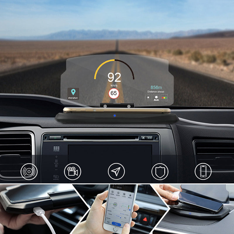 HUD-navigatieprojector met draadloos opladen