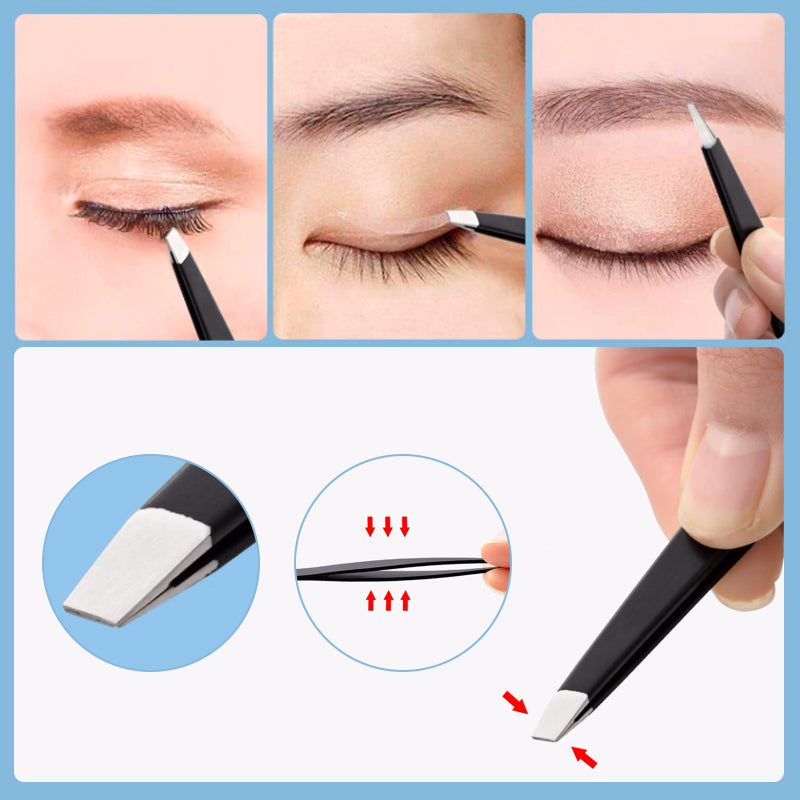 Multifunctionele roestvrijstalen wenkbrauwpincetset