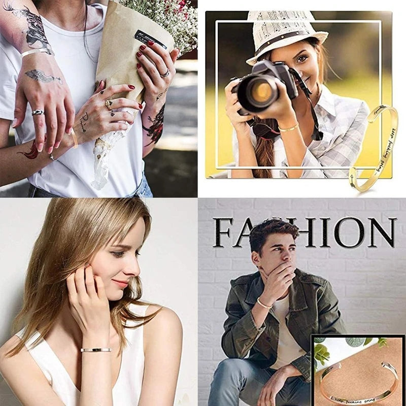 Innerlijke gegraveerde inspirerende manchet armband Bangle