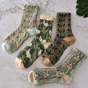 5 paar dames sokken van gebloemd katoen